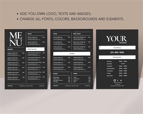 Restaurant Menu Template, Editable Menu Template, Restaurant Food Menu ...