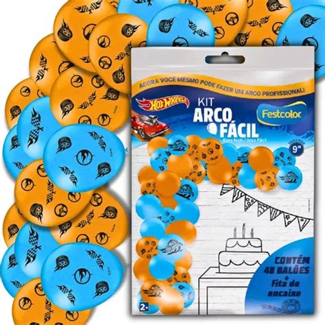 Kit Arco Fácil Balão Bexiga Hot Wheels 48 Unidades Festcolor MercadoLivre