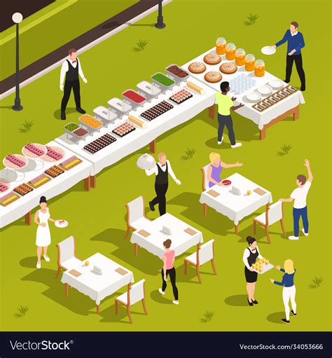 Outdoor Catering Isometric Composition Royalty Free Vector