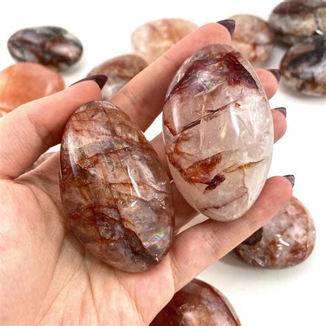 Fire Quartz Palm Stone Red Fire Quartz Red Hematoid Quartz Etsy