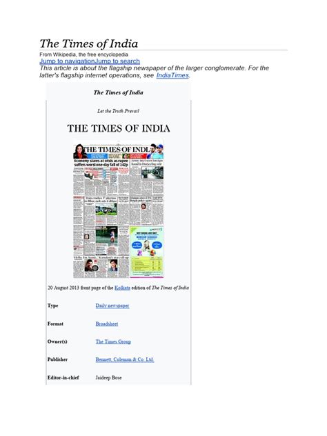 The Times of India | PDF | Newspapers | Newspaper Publishing