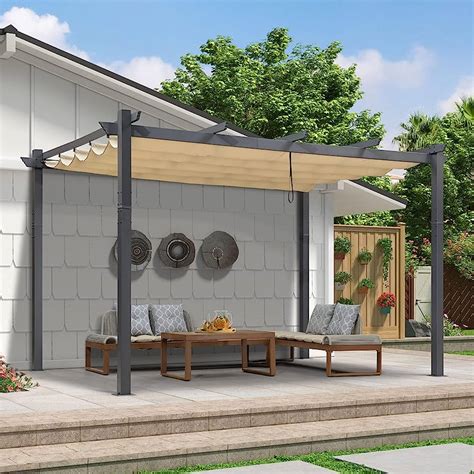 Purple Leaf Outdoor Retractable Pergola With Sun Shade