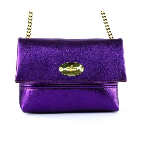 Ripley CARTERA DE CUERO MEDIANA METALIZADA 771 MUJER MORADO MAILEA