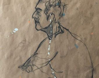 ORIGINAL Pencil Drawing Graphite Life Drawing Male Nude Figure Study Line Drawing Art On Paper