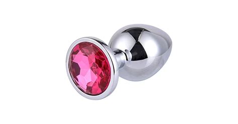 Dop Anal Plug Fetish Sex Play Metal Inox Piatra Swarovski Roz Rosu Big