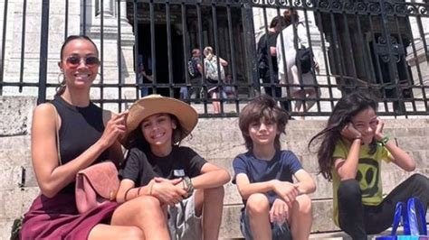 Zoe Saldaña Shared a Rare Photo of All Three of Her Children While on