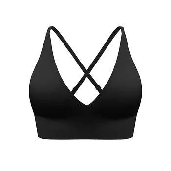 New Deep V Nude Triangle Cup Sports Bra Push Up Body Hanging Neck