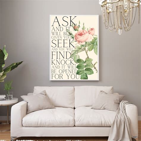 Matthew 77 Ask Seek Knock Bible Verse Wall Decor Wedding T