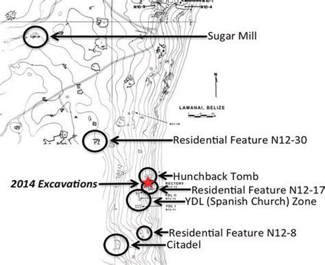 3 Topological map of Lamanai, Belize with highlighted areas of British ...