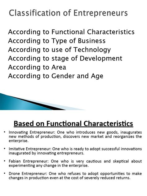 Classification Of Entrepreneurs Pdf Entrepreneurship Marketing