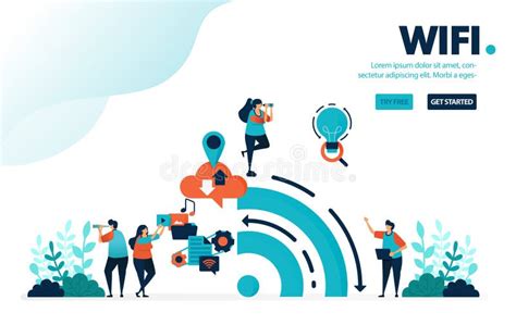 Vector Illustration Internet And Wifi People Use Wifi To Activities