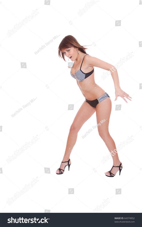 Sexy Bikini Model Over White Background Foto Stok 64374952 Shutterstock