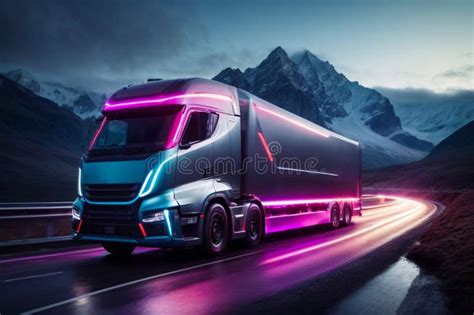 Long Haul Container Truck Carrying Commercial Cargo Delivery Between
