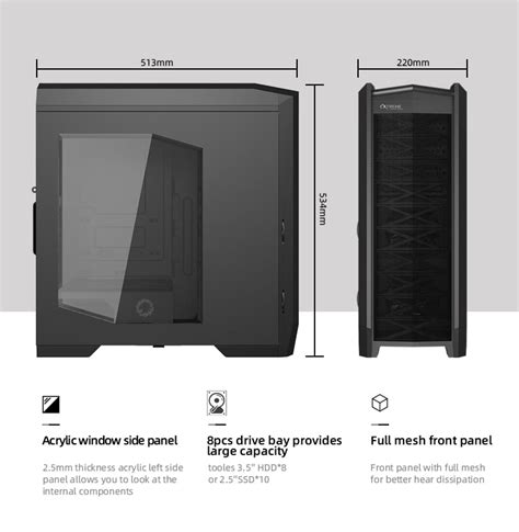 Gamemax Dragon Knight USB3.0 E-ATX Full Tower Gaming Computer Case w/ 5 ...