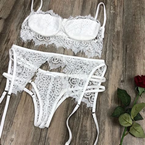 Women Sexy Lingerie Lace Babydoll Open Bra Set G String Underwear Nightwear Bra Brief Sets