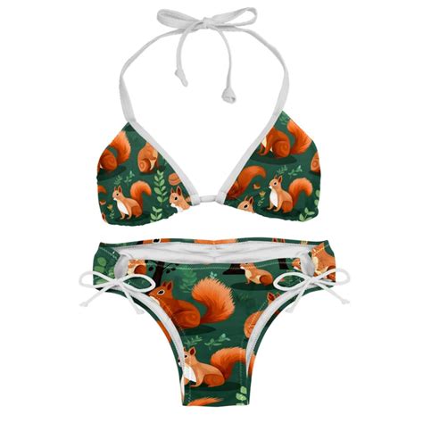 Squirrel Detachable Sponge Adjustable Strap Bikini Set Two Pack For Versatile Swim Suit Looks