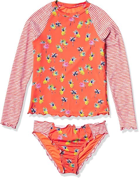 Hobie Girl S Long Sleeve Bikini Top Merrow Hipster Bottom Rashguard Set Rash Guard Amazon Co