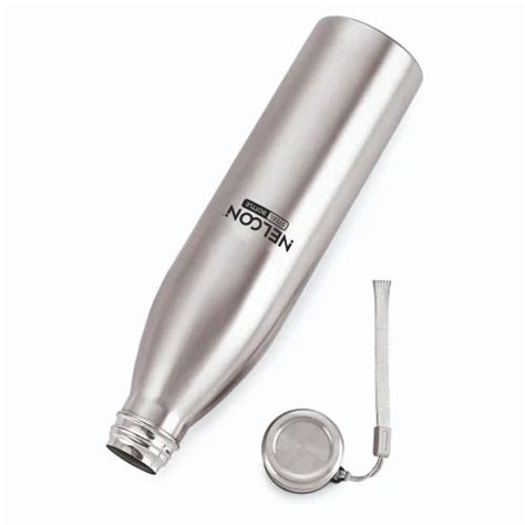 Standard Silver NELCON Stainless Steel Water Bottle 1000 ML 1 L Screw