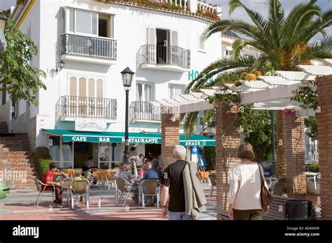 Maro Costa Del Sol Malaga Province Spain Cafe Life In Plaza De La