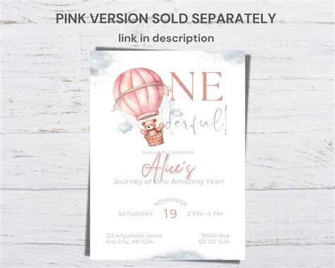 Onederful Invitation 1st Birthday Invitation Hot Air Balloon Invite 1st Birthday Party