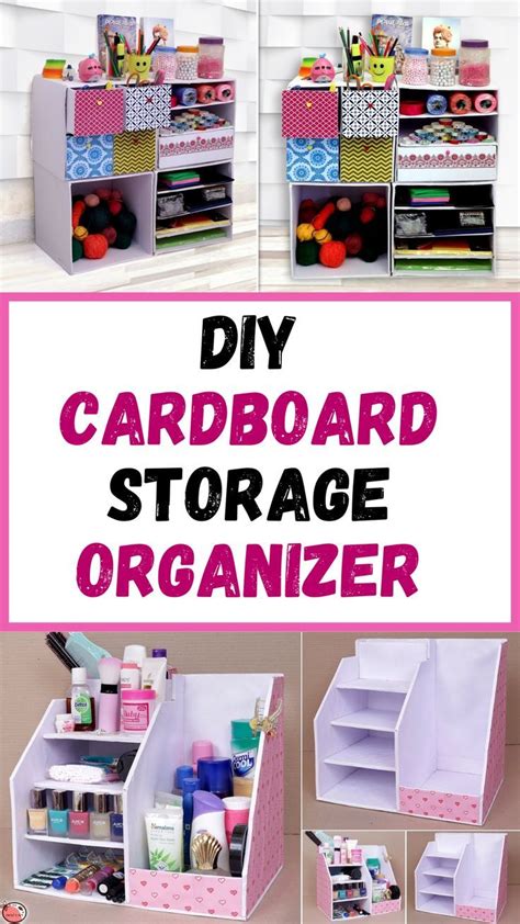 Easy Way To Make Desk Organizer With Cardboard Cardboard Storage Diy