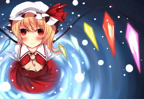Blonde Hair Blush Flandre Scarlet Hat Red Eyes Touhou Vampire Wings Konachan Net Konachan