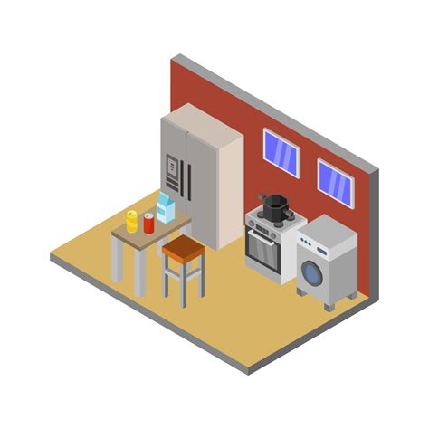 isometric kitchen room on background 2286939 Vector Art at Vecteezy