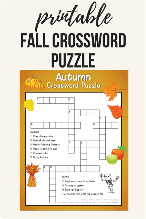 Fall Crossword Puzzle Printable Printable Crossword Puzzles