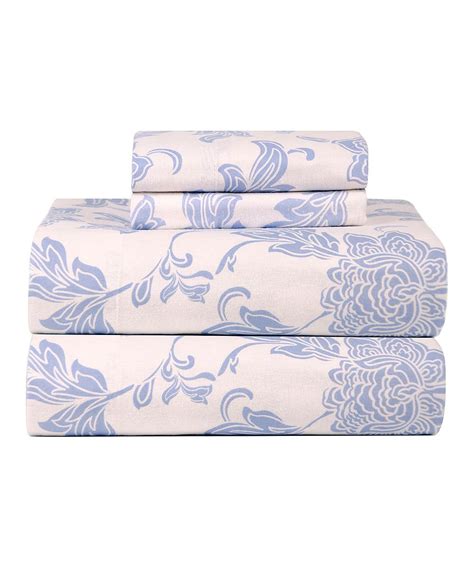 Light Blue Floral Flannel Sheet Set Zulily Flannel Sheets Cotton