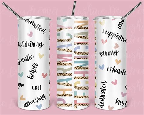 Pharmacy Technician Leopard Oz Tumbler Png Seamless Tumbler File