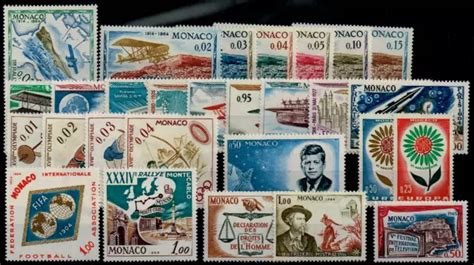 MONACO STAMP ANNEE COMPLETE 1964 YVERT N 636 663 28 TIMBRES