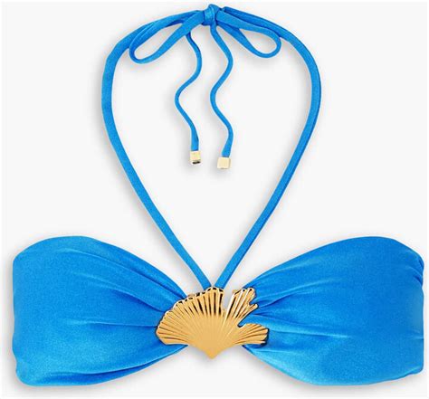 Patbo Ocean Leaf Embellished Halterneck Bandeau Bikini Top Shopstyle Two Piece Swimsuits