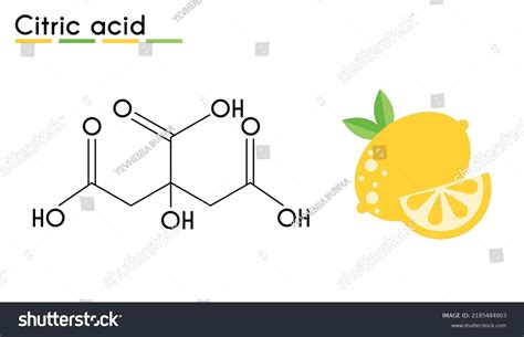 Citric Acid Molecule Is Found In Citrus Fruits Royalty Free Stock