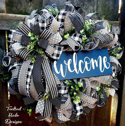 Everyday Welcome Wreath Farmhouse Neutral Year Round Wreath Etsy