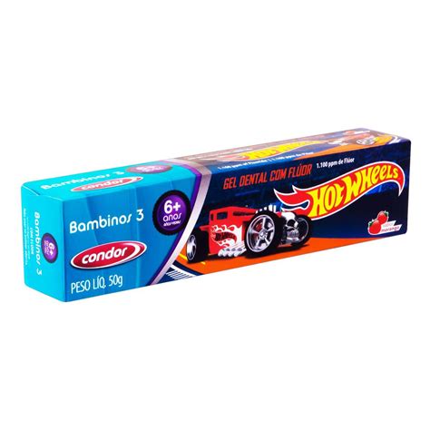 Gel Dental Infantil Flúor Morango Hot Wheels Condor Bambinos Caixa g Bellavia Jardim