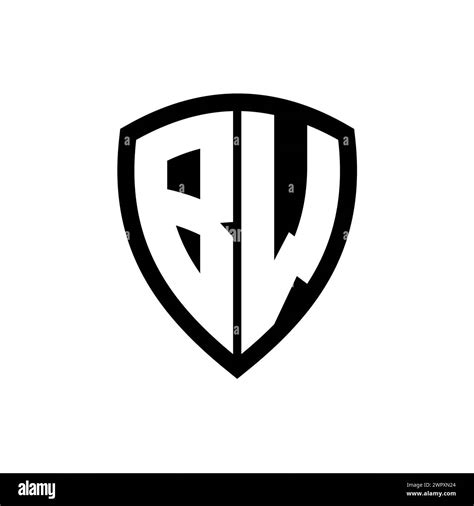 Bw Monogram Logo With Bold Letters Shield Shape With Black And White