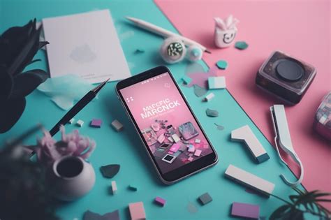 Premium Photo Marketing Creative Collage With Phone