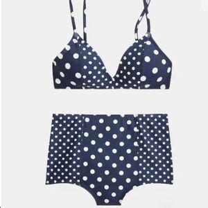 J Crew Swim J Crew Nwt High Waisted Mixed Polka Dot Bikini Poshmark