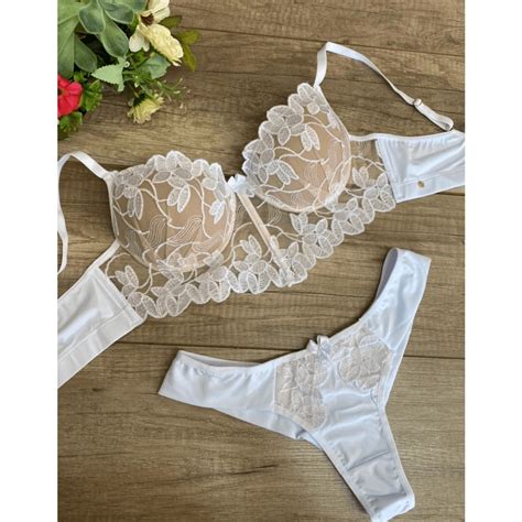 Lingerie Gabriela Branca Dp Lingerie Preta Sensual Sexy Luxo Confort Vel Renda Em Promo O