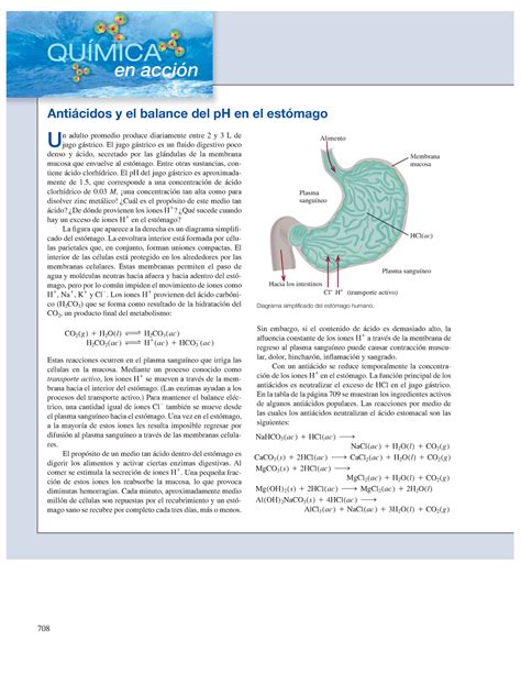 Lectura S2 Antiácidos y el balance del p H en el estómago 708 U n