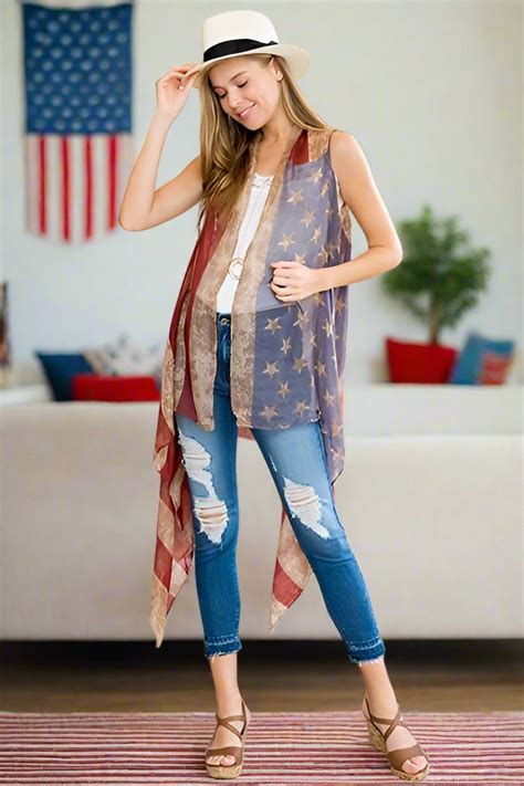 Womens American Flag Cardigan Kimono Momme And More Boutique Momme