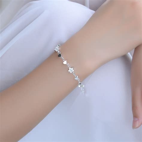 Tjp Top Quality 925 Silver Bracelets For Girl Party Jewelry Latest Star