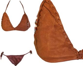 Leather Bikini Etsy