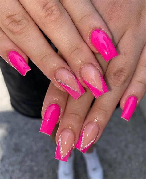 Cute Hot Pink Nails Sparkling Boy Ideas