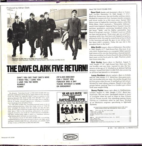 The Dave Clark Five Return! (VINYL BRITISH ROCK 'N ROLL LP) by The Dave