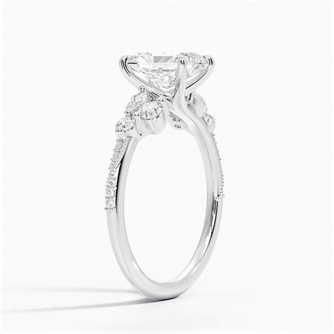 Radiant Cut Luxe Camellia Milgrain Diamond Engagement Ring K White