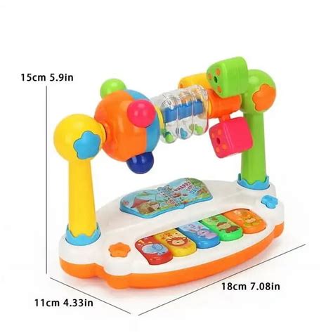 Baby Piano Toys Kids Rotating Music Piano Keyboard With Light Sound