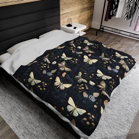 Butterfly Velveteen Plush Blanket Cottagecore Blanket Cottagecore