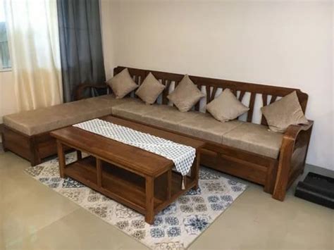 8 Seater Polyester L Shape Teak Wood Sofa Set At Rs 39000 Set In Hapur