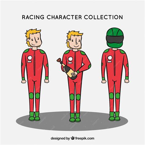 Free Vector | Collection of f1 racing characters